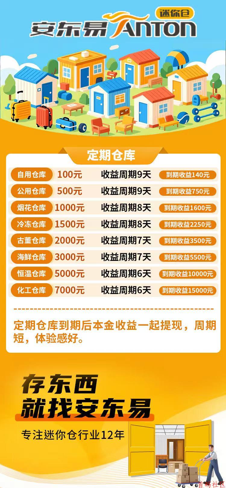 ​​安易东迷你仓首码项目：注册送888体验卡每日收益3元，零撸养仓释放双手轻松赚钱​​